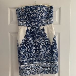 JCrew Printed Strapless Dress